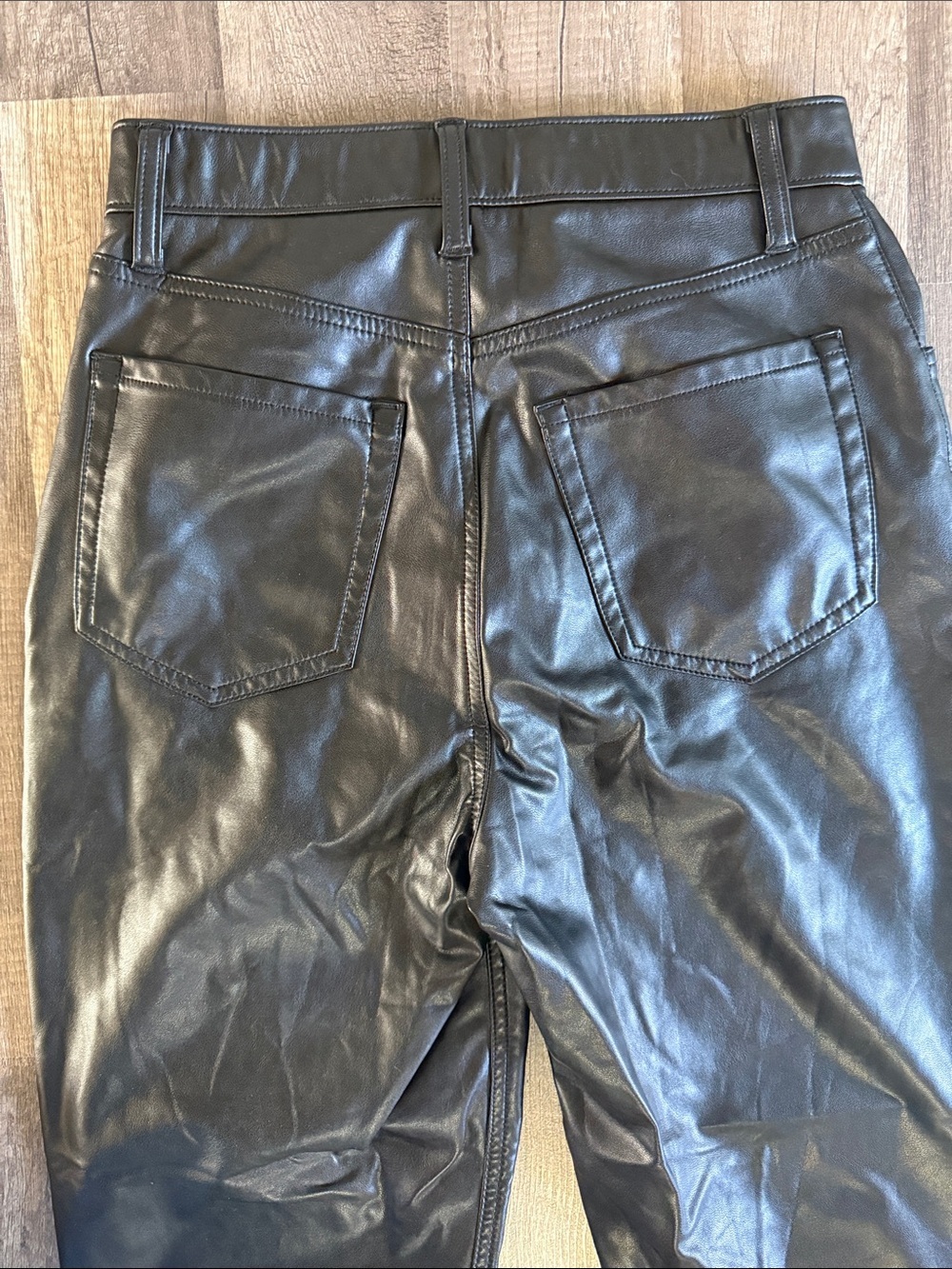 Abercrombie & Fitch Pants Black Curve Love Vegan Leather Ankle Straight Size 27 - Picture 8 of 11